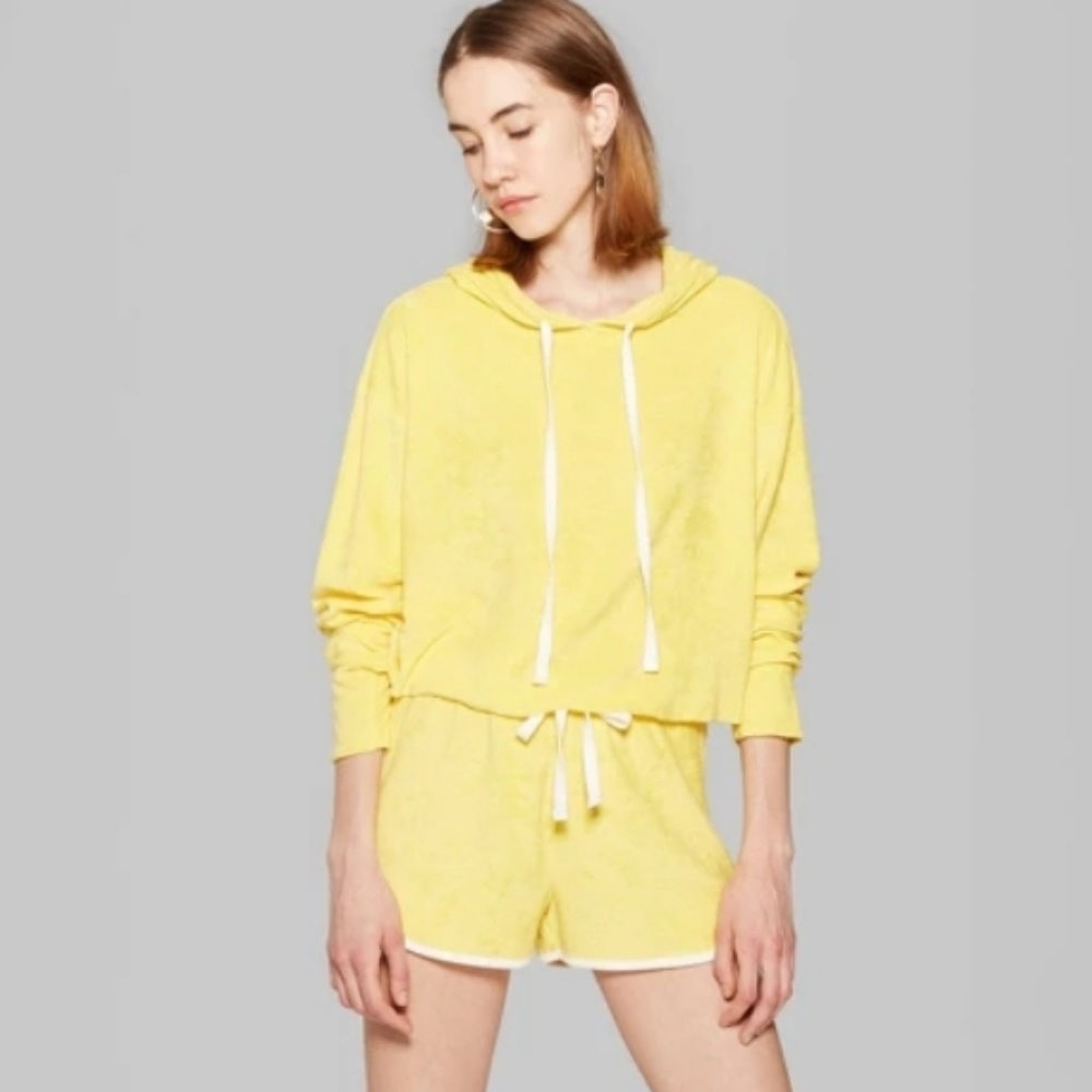 Cropped Terrycloth Hoodie | Cozy Loungewear Sweatshirt